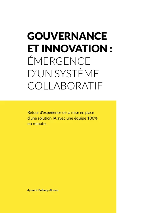 Couverture du livre blanc Gouvernance et Innovation, par Aymeric Bellamy-Brown.